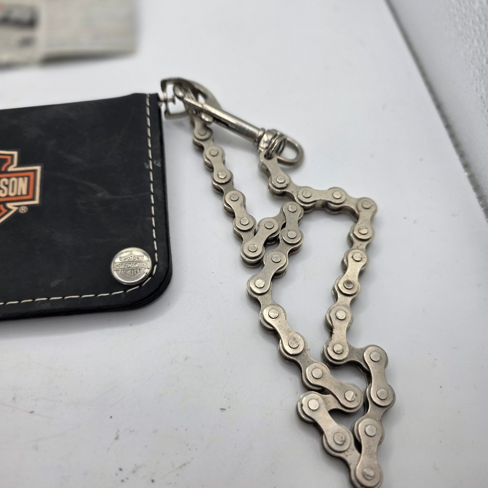 Harley Davidson Littlearth Recycled Rubber Chain Wallet Black Biker Bar Shield - Picture 3 of 10